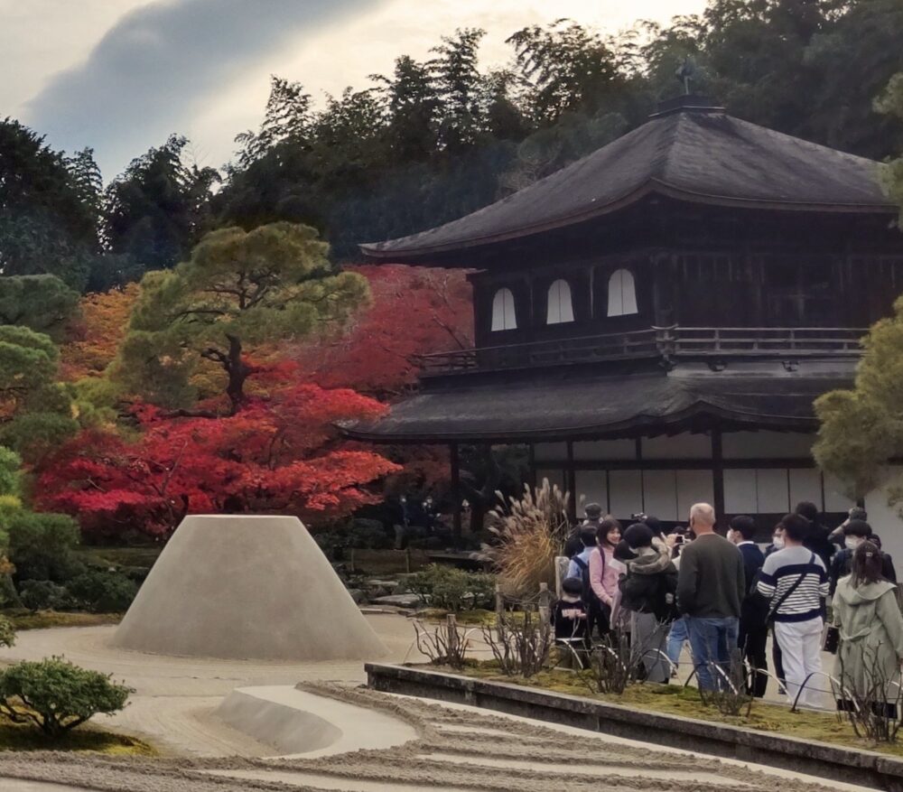 Crowded Ginkaku-ji in high season