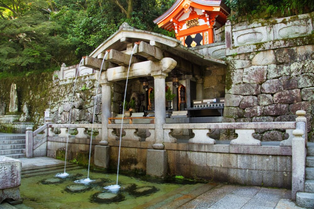 A waterfall "Otowa no taki" in Kiyomizudera Temple