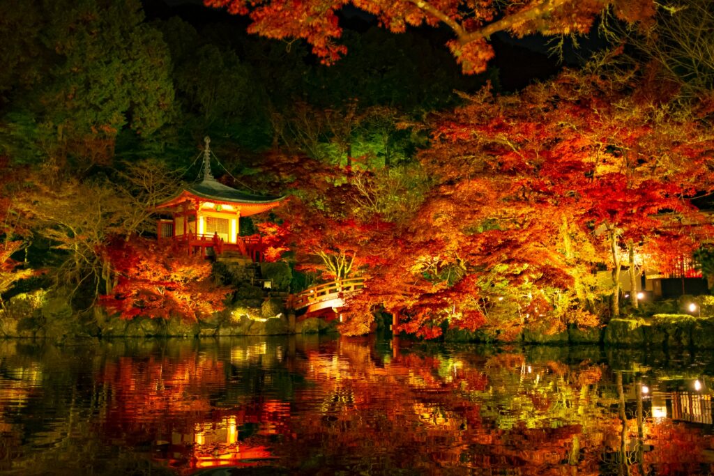 Nighttime illumination in Daigo-ji Temple